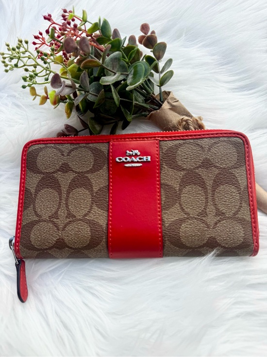 Coach Handbags - COACH Monogram Accordion Long Full Zip Wallet Orange Authentic